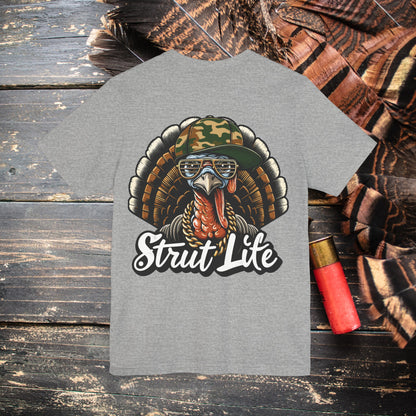 Turkey in Camo Hat and Gold Chain Strut Life Men's Bella Canvas Short Sleeve Tee