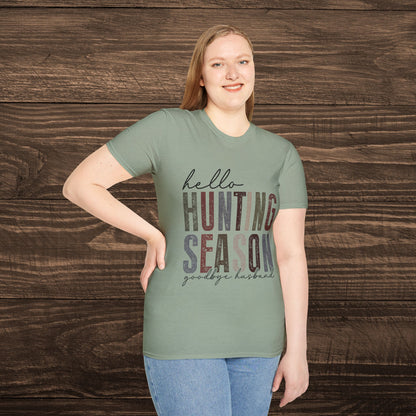 Hello Hunting Season, Goodbye Husband Women’s Graphic Tee