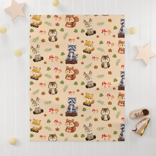 Woodland Animals Themed Soft Fleece Baby Blanket