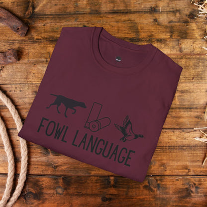 Fowl Language Dog, Shotgun Shell, Duck Hunting Men’s Graphic Tee