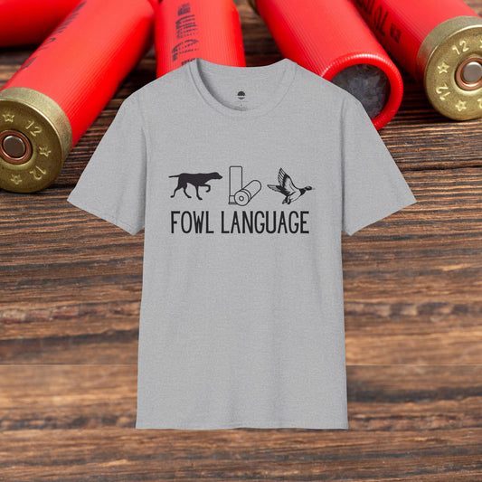 Fowl Language Dog, Shotgun Shell, Duck Hunting Men’s Graphic Tee