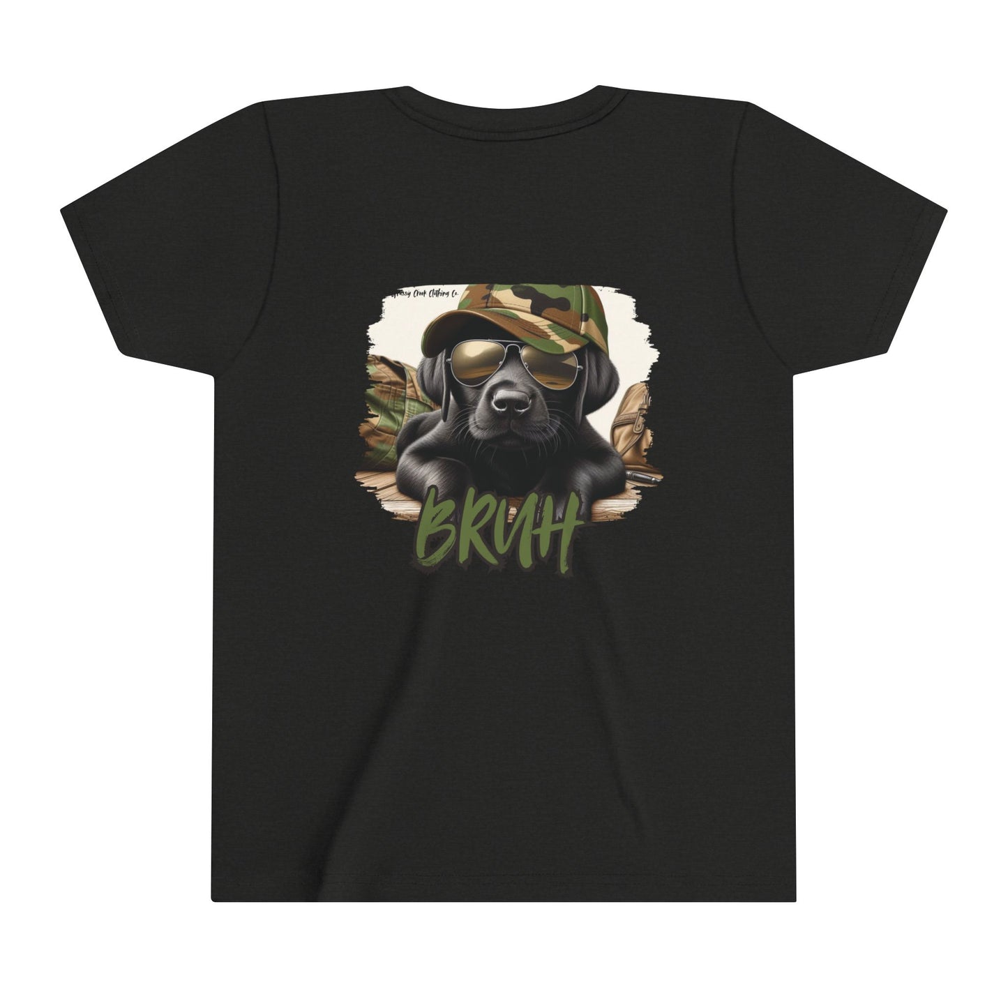 Youth "Bruh" Cool Black Lab Hunting Puppy Themed Graphic Tee