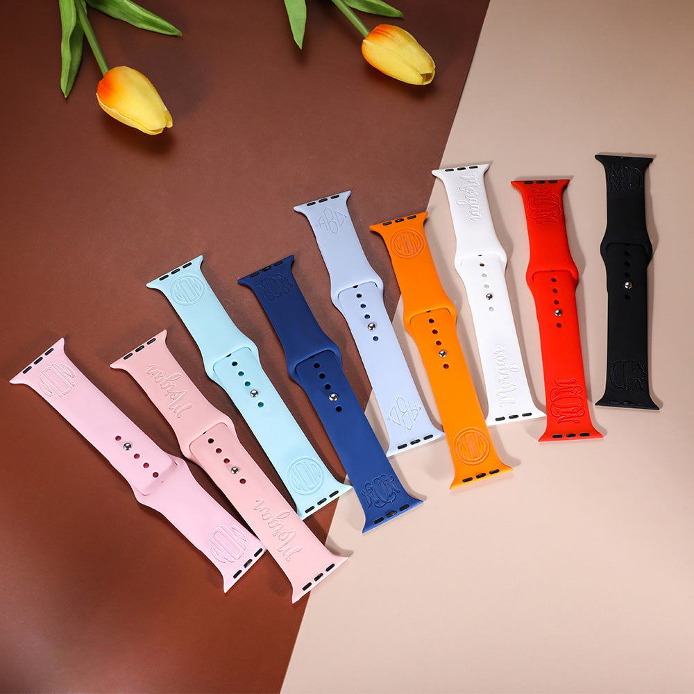 Personalized Monogram Silicone Watch Band for Apple Watch