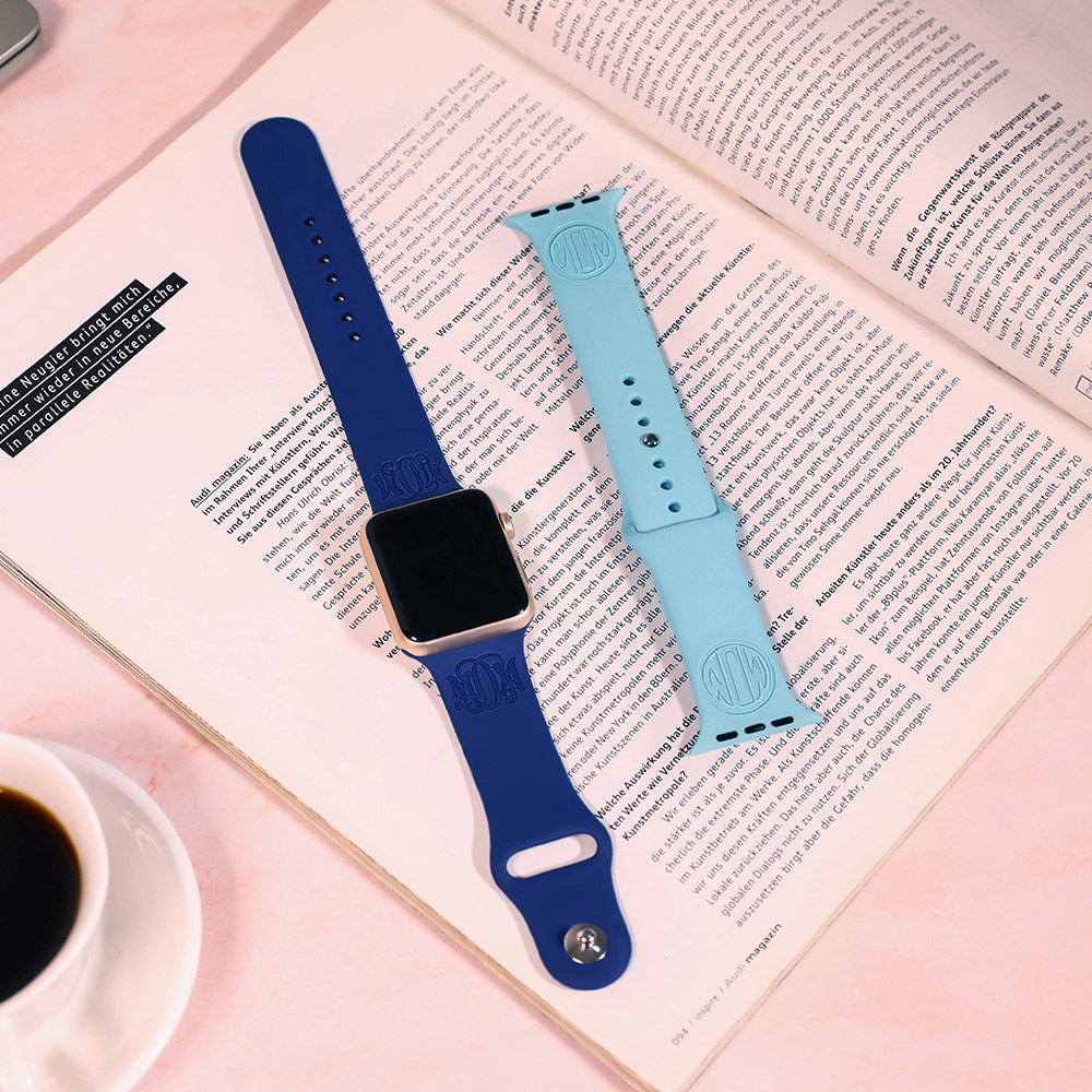 Personalized Monogram Silicone Watch Band for Apple Watch