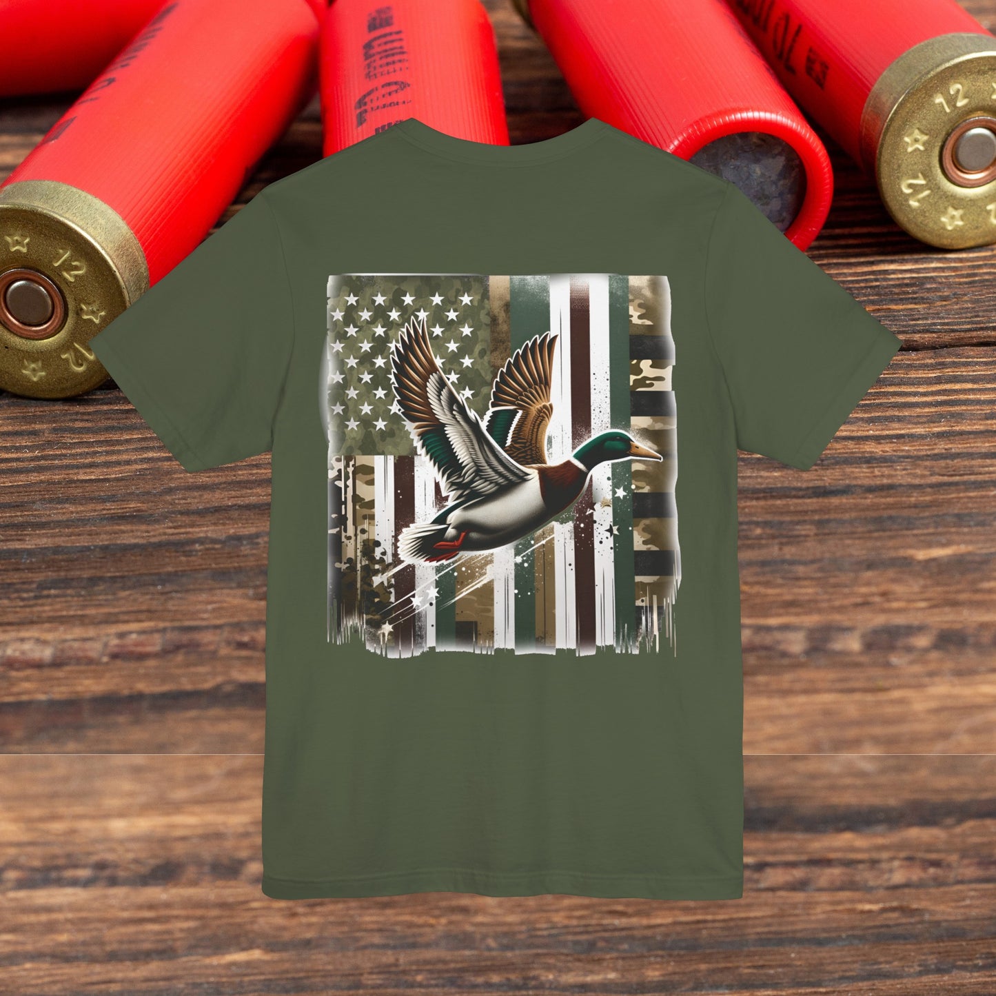 Camo American Flag Duck Hunting Bella Canvas Men's Shirt