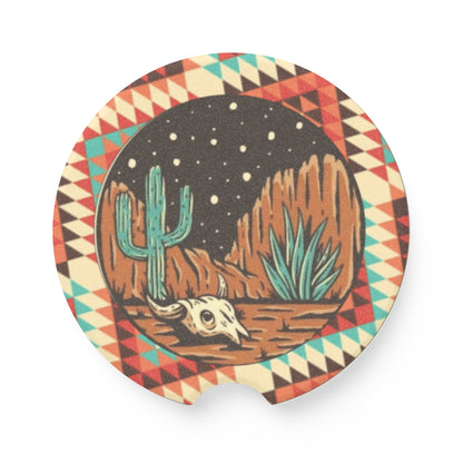 Western Desert Aztec Print Ceramic Car Coasters - 2 Pack