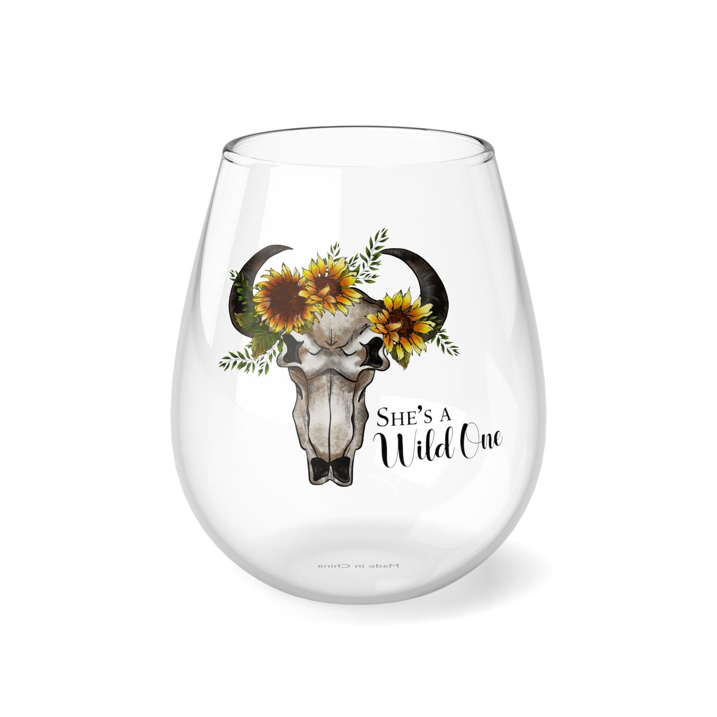 "She's a Wild One" Stemless Wine Glass