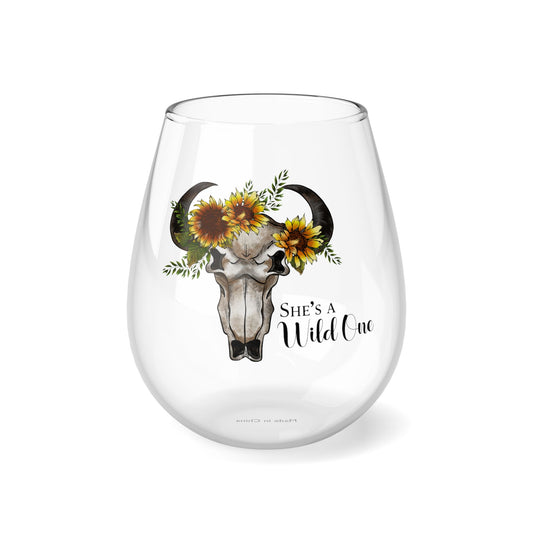 "She's a Wild One" Stemless Wine Glass