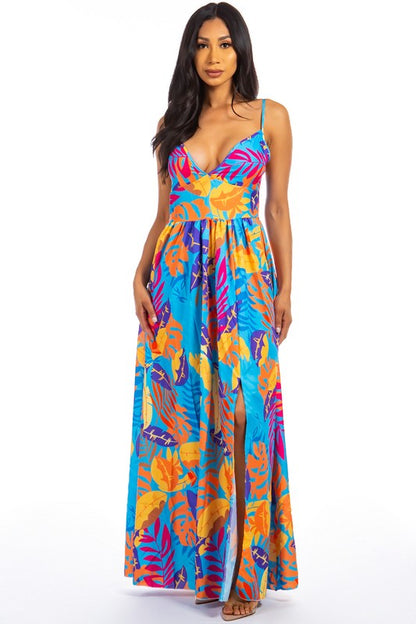 Blue Floral Women's Maxi Dress