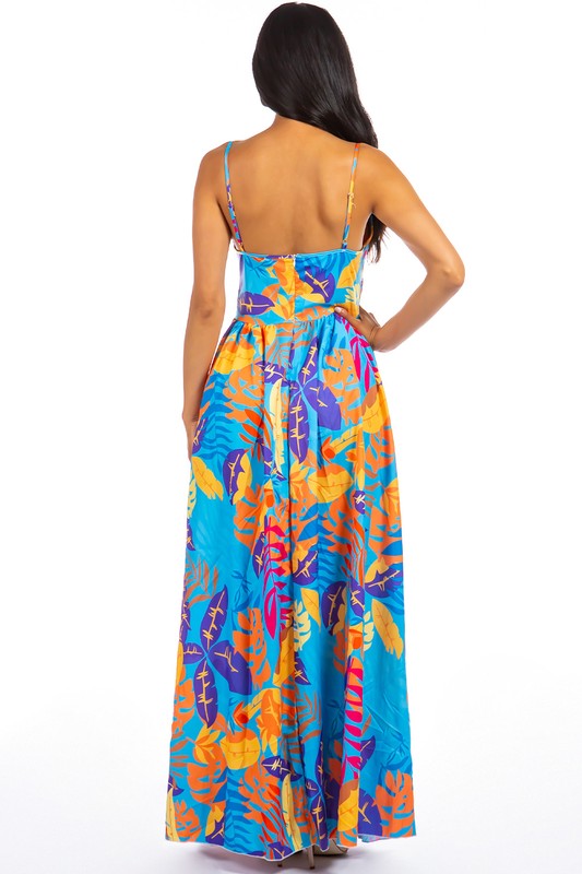 Blue Floral Women's Maxi Dress