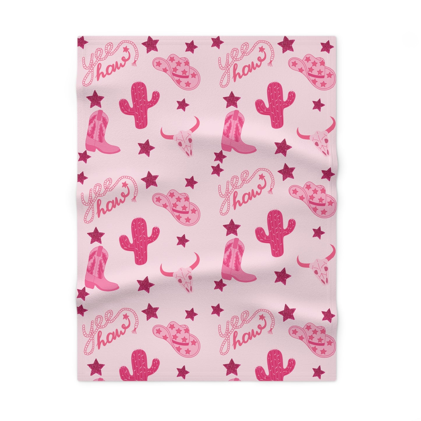 Pink Cowgirl Western Soft Fleece Baby Blanket