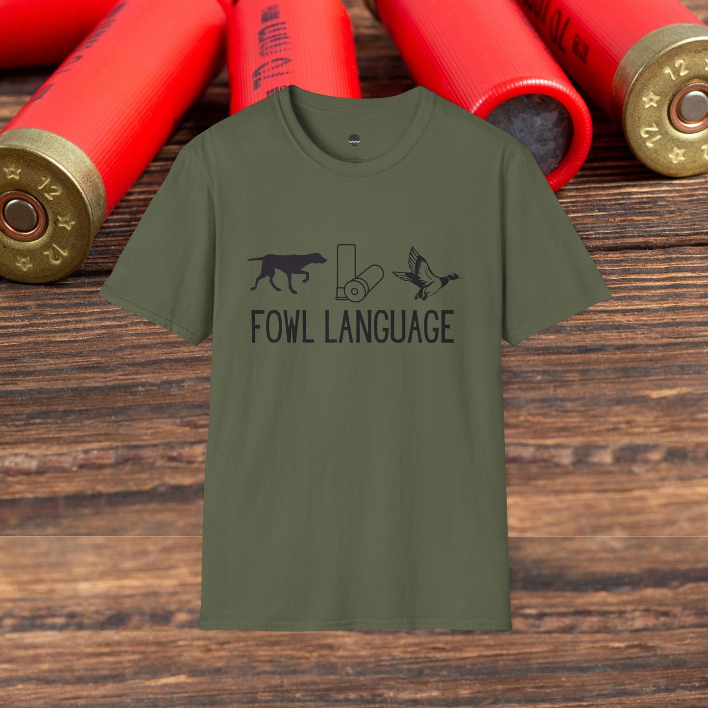 Fowl Language Dog, Shotgun Shell, Duck Hunting Men’s Graphic Tee