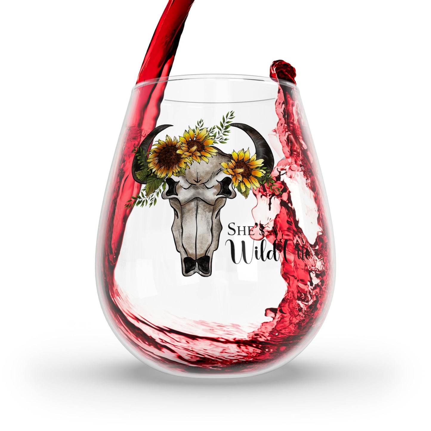 "She's a Wild One" Stemless Wine Glass