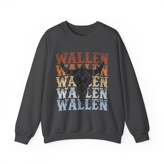 Morgan Wallen Stacked Ombre Bull Skull Graphic Sweatshirt