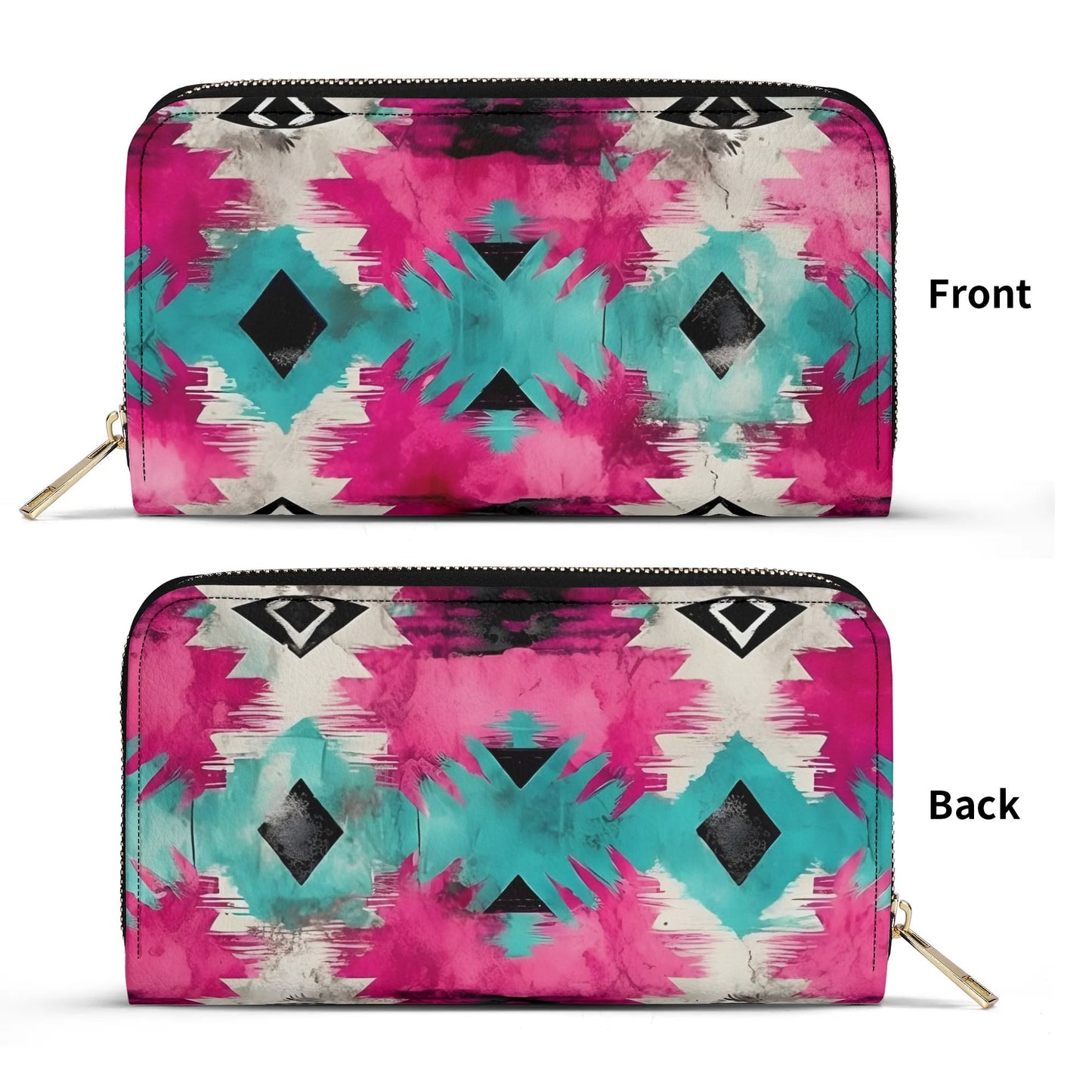 Aztec Turquoise & Pink PU Leather Wallet