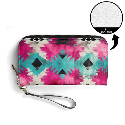 Aztec Turquoise & Pink PU Leather Wallet