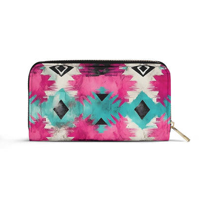 Aztec Turquoise & Pink PU Leather Wallet