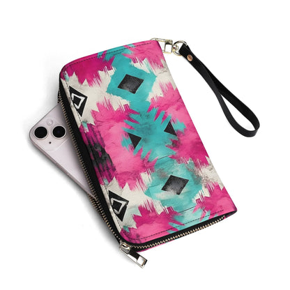 Aztec Turquoise & Pink PU Leather Wallet