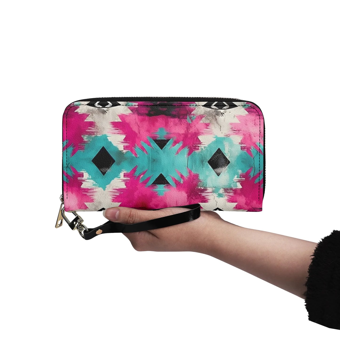 Aztec Turquoise & Pink PU Leather Wallet