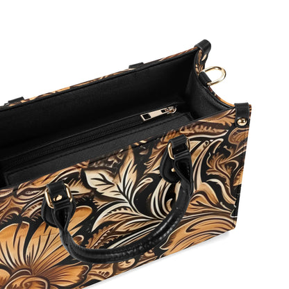 Tooled Leather Theme Western Floral PU Leather Handbag