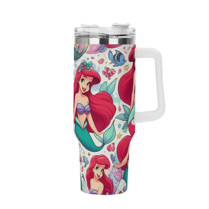 Ariel Mermaid 40oz Stainless Steel Tumbler With Handle and Straw