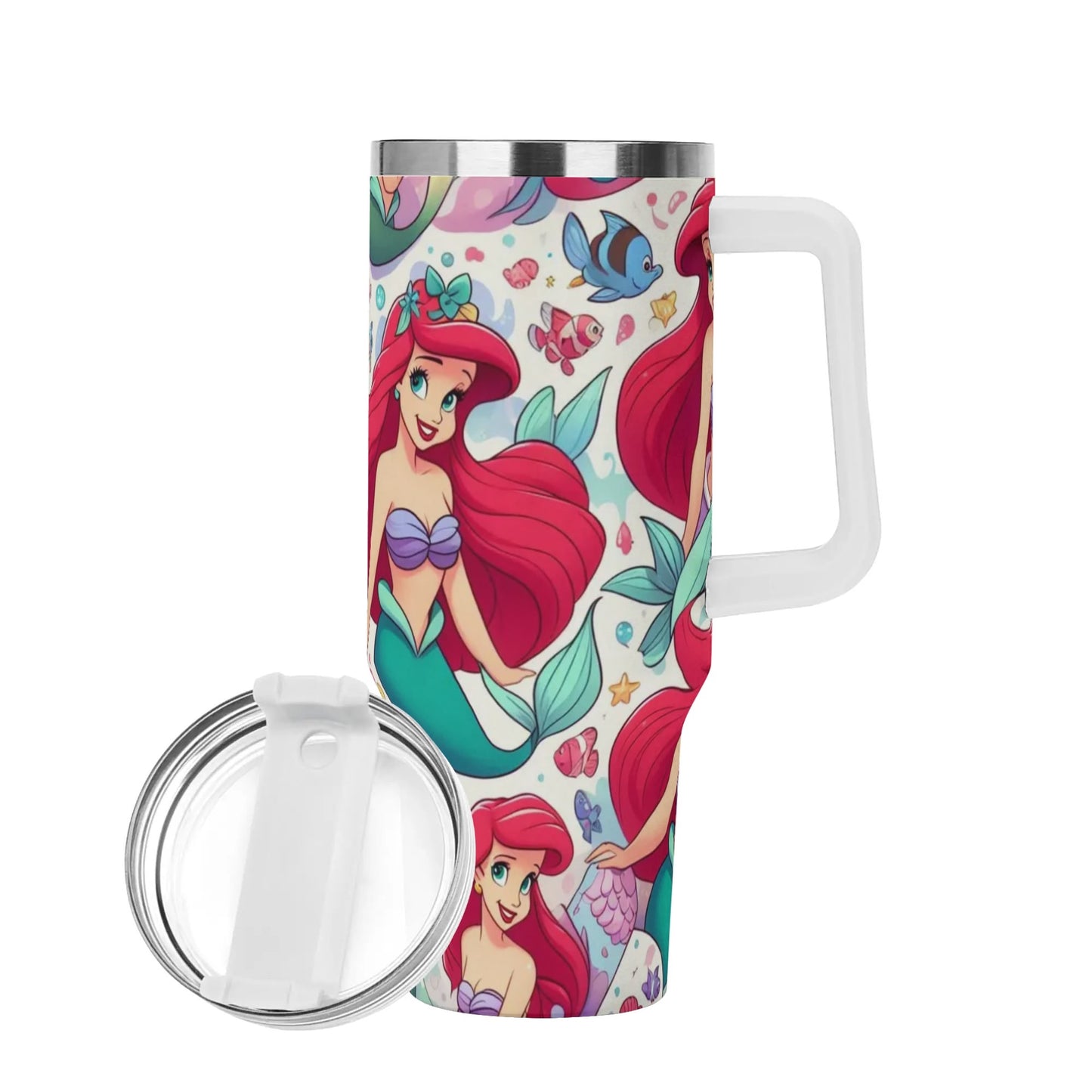 Ariel Mermaid 40oz Stainless Steel Tumbler With Handle and Straw