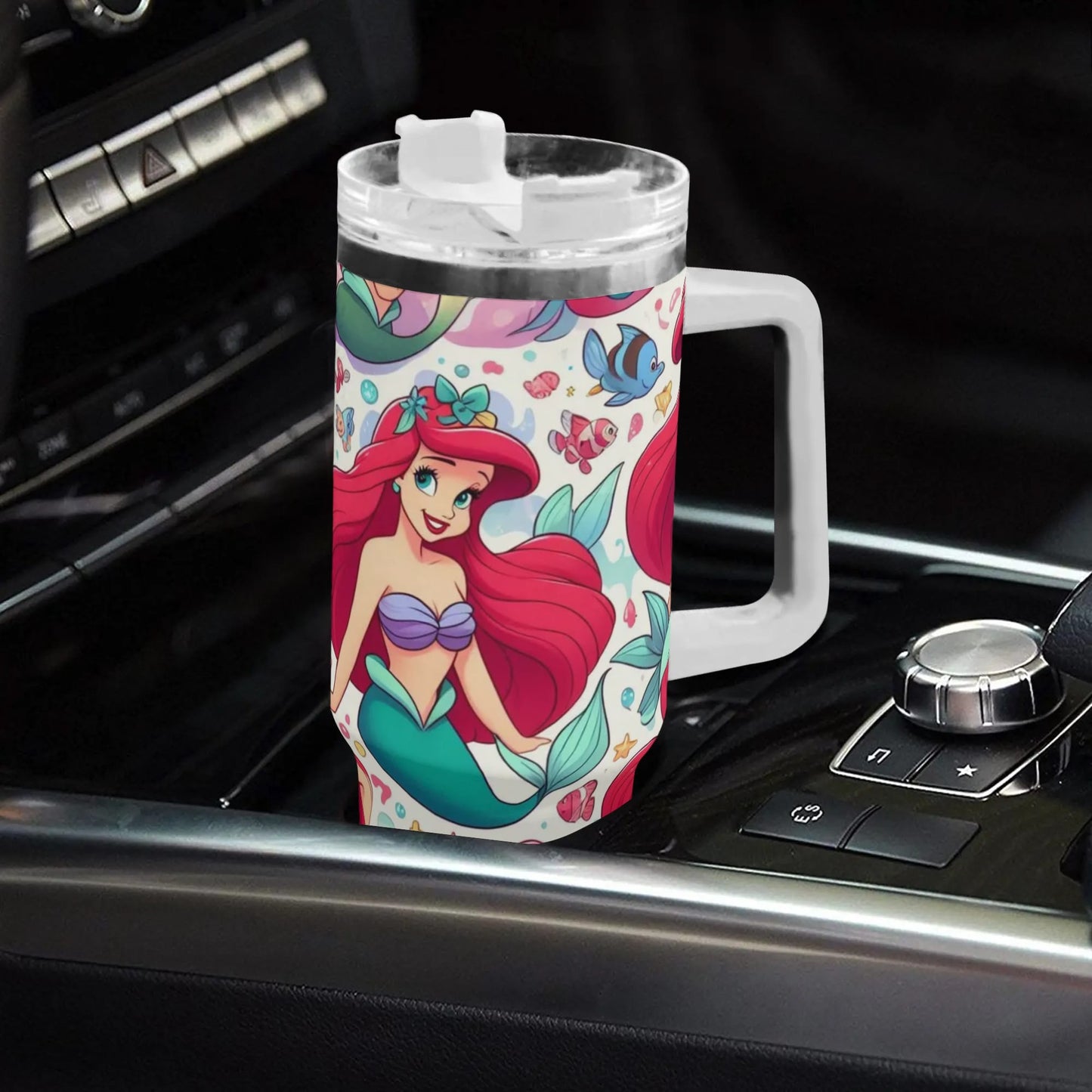 Ariel Mermaid 40oz Stainless Steel Tumbler With Handle and Straw