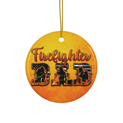 Firefighter Dad Ceramic Christmas Ornament