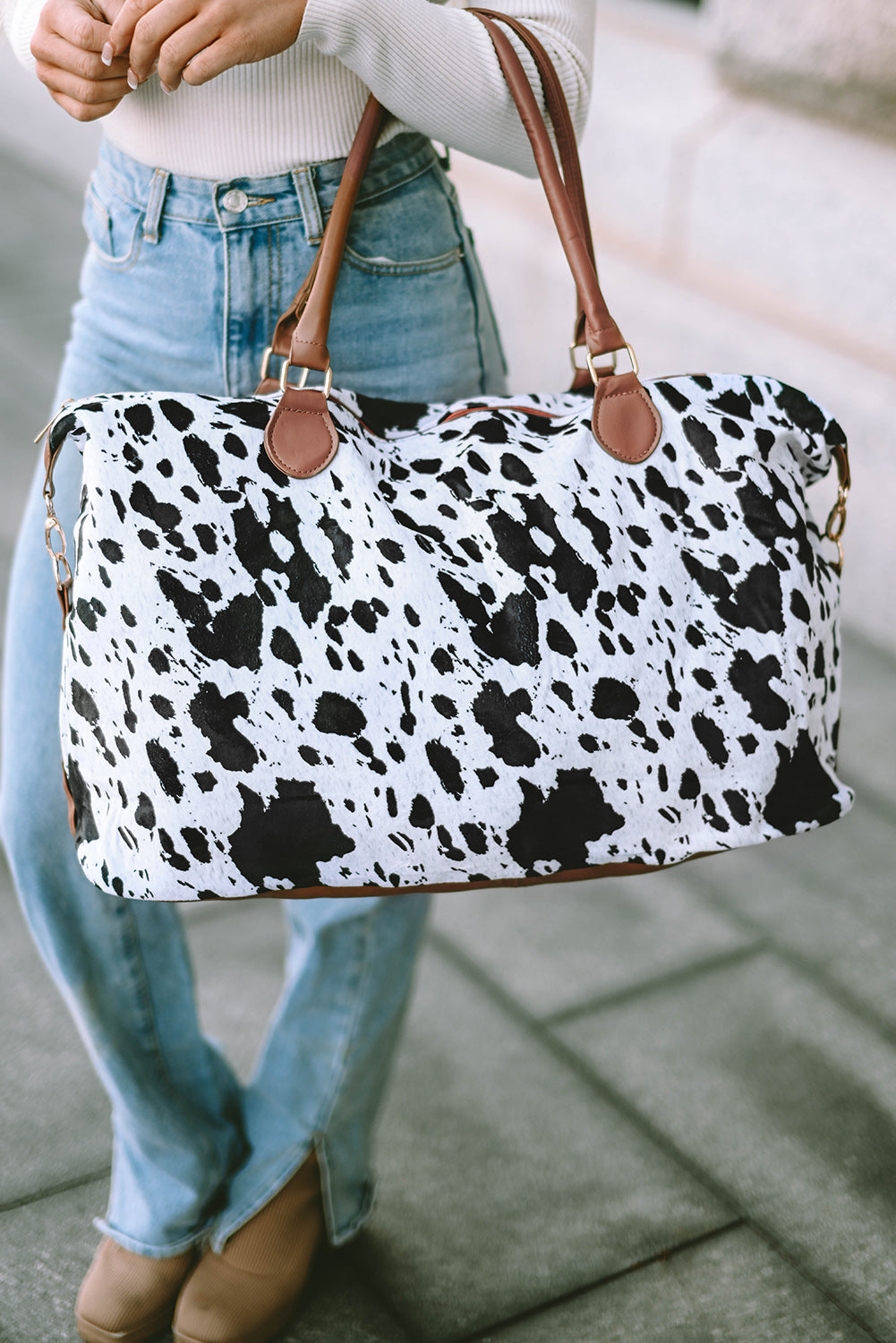 Gabrielle Cow Printed Tote Bag