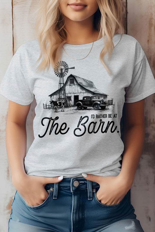 I'd Rather Be At The Barn, Farm Women's Graphic Tee