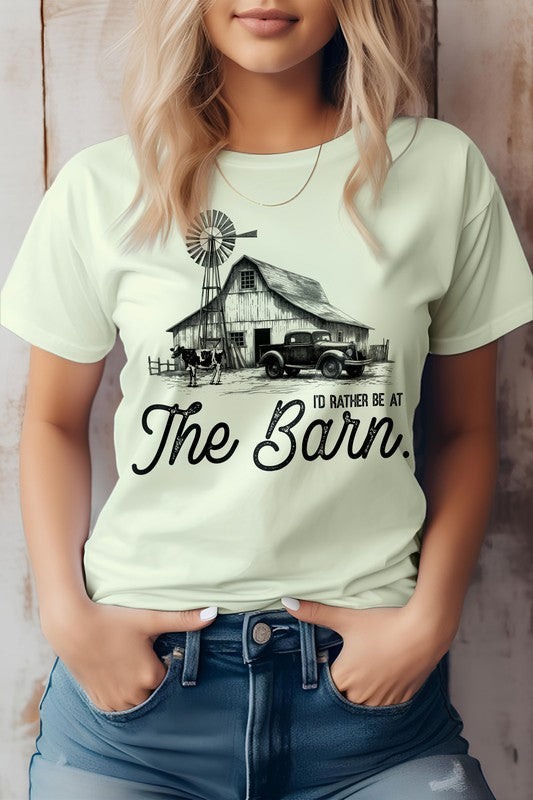 I'd Rather Be At The Barn, Farm Women's Graphic Tee