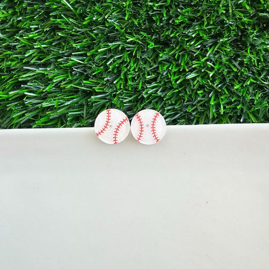 Glitter Baseball Stud Earrings