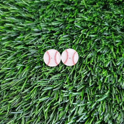 Glitter Baseball Stud Earrings