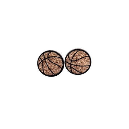 Glitter Basketball Stud Earrings