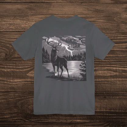 PSALMS 93:4 Stronger Than The Storm Deer Hunting Bella Canvas Men's Tee Shirt