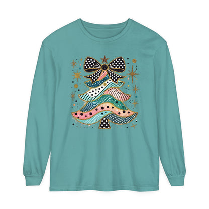 Pastel Polka Dot Glitter Christmas Tree Women's Long Sleeve T-Shirt