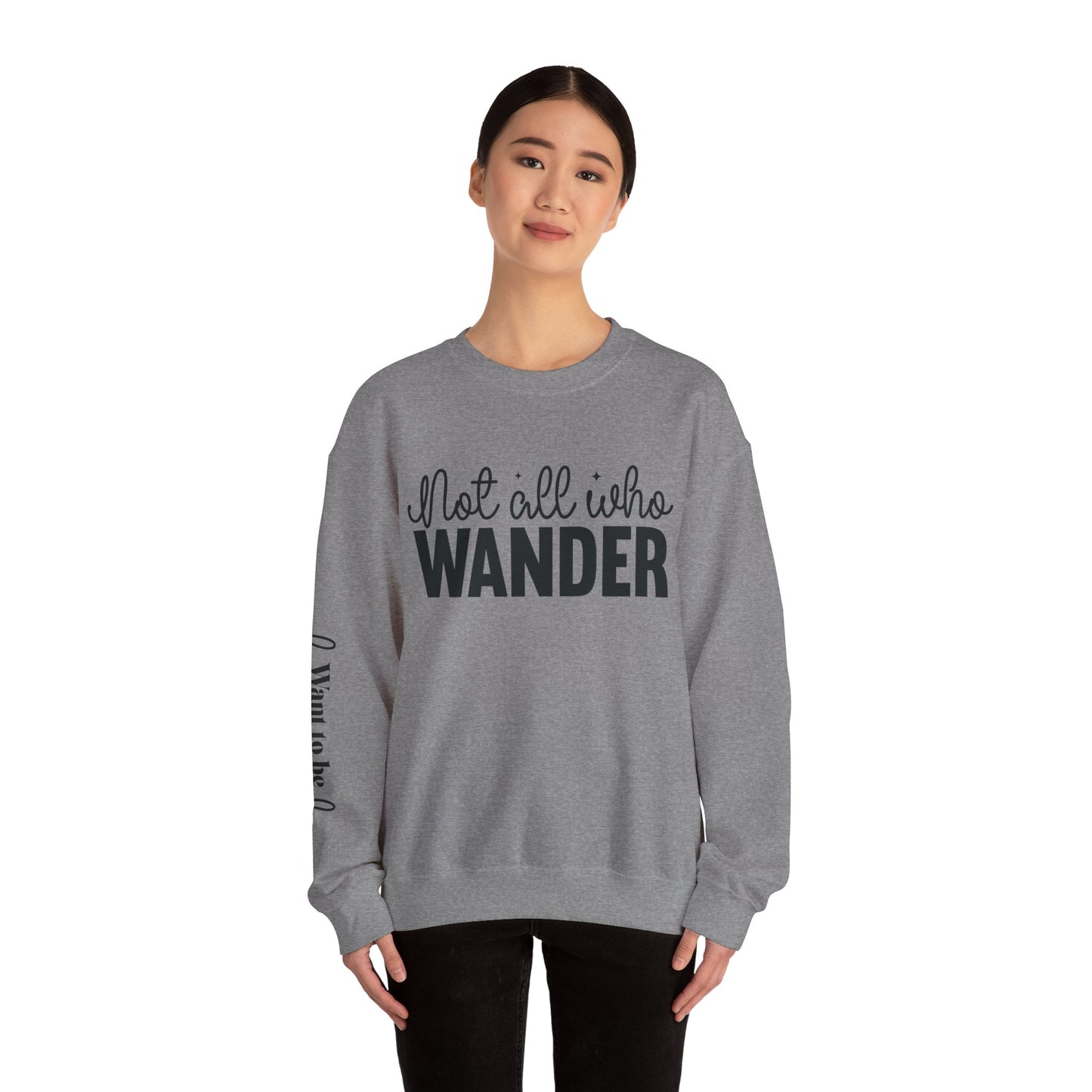 Wander Crewneck Sweatshirt with Sleeve Writing