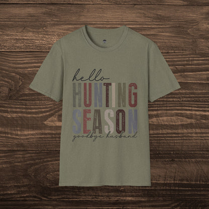 Hello Hunting Season, Goodbye Husband Women’s Graphic Tee