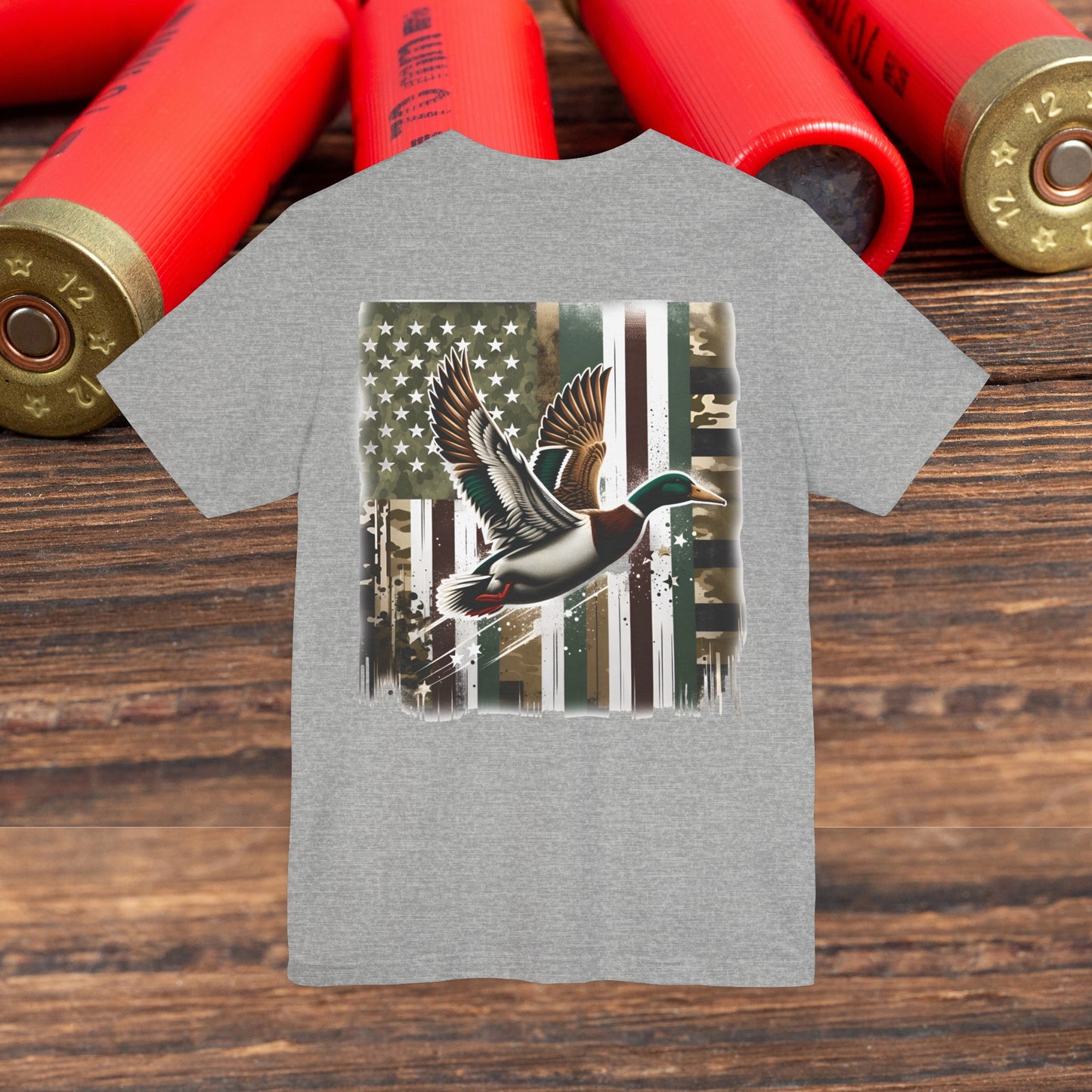 Camo American Flag Duck Hunting Bella Canvas Men's Shirt