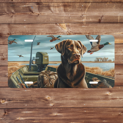 Labrador Retriever and Mallards Scene Duck Hunting Decorative License Plate