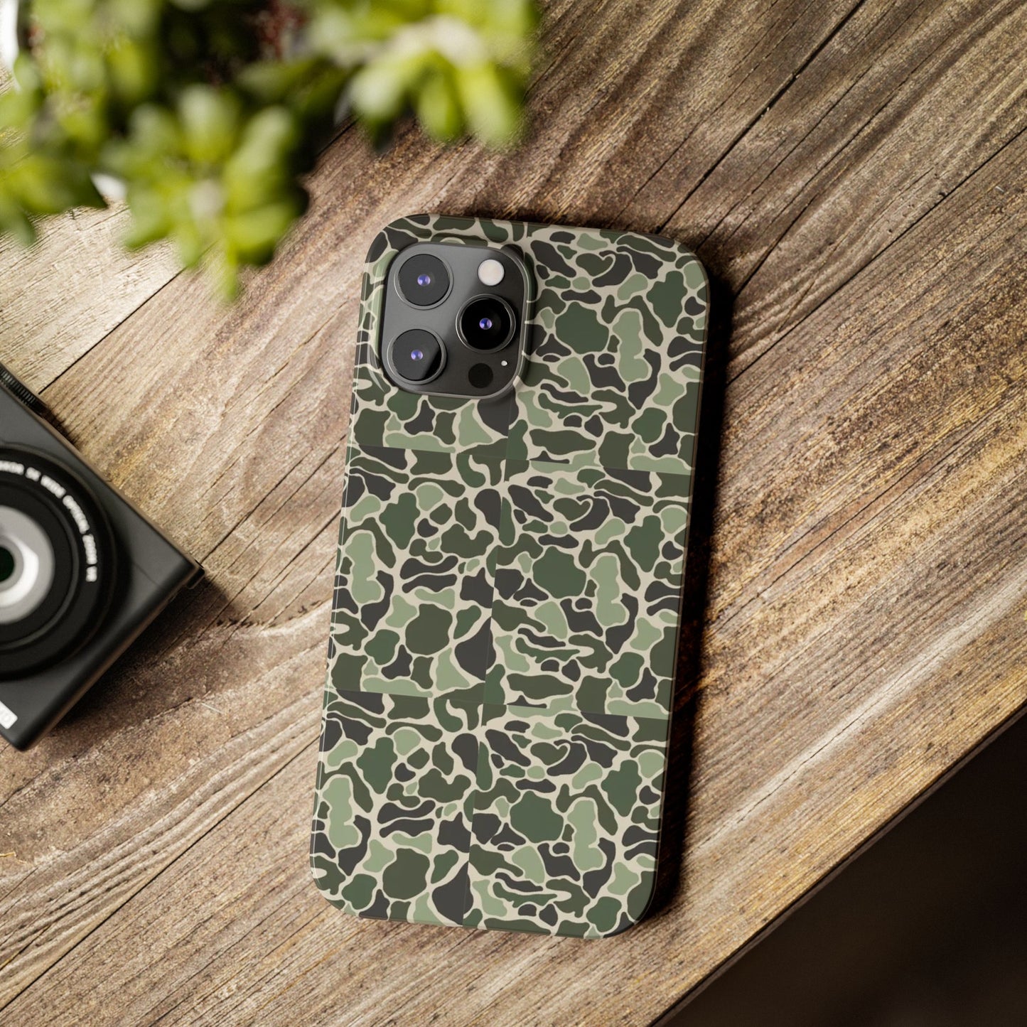 Green Old Skool Camo Slim IPhone Cases