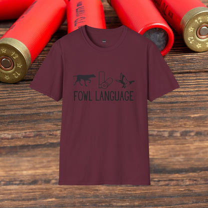 Fowl Language Dog, Shotgun Shell, Duck Hunting Men’s Graphic Tee