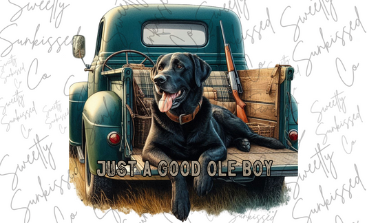 Just A Good Ole Boy Southern Vintage Truck & Lab Digital Download PNG