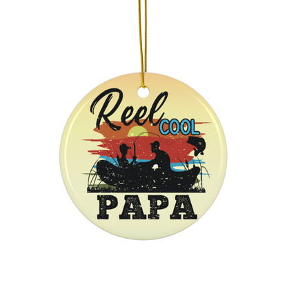 Reel Cool Papa Fishing Theme Ceramic Christmas Ornament