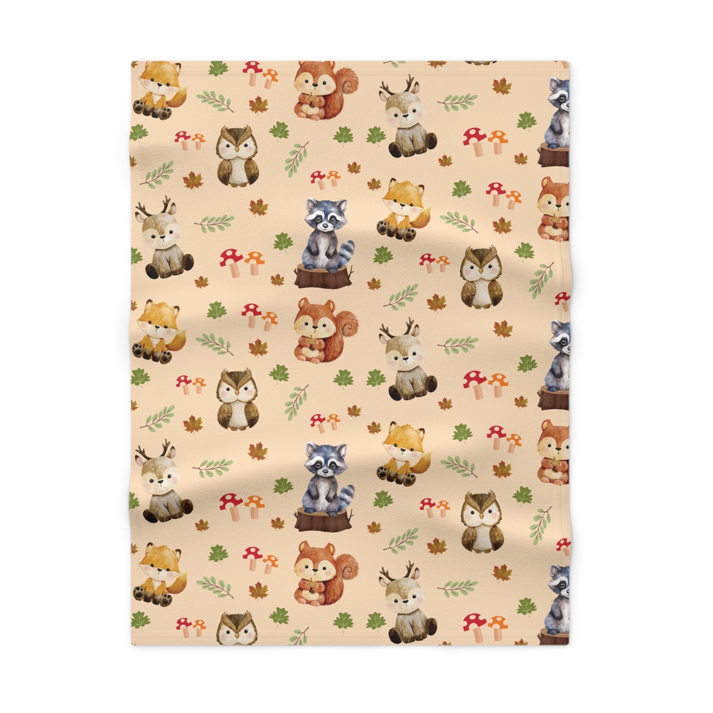 Woodland Animals Themed Soft Fleece Baby Blanket