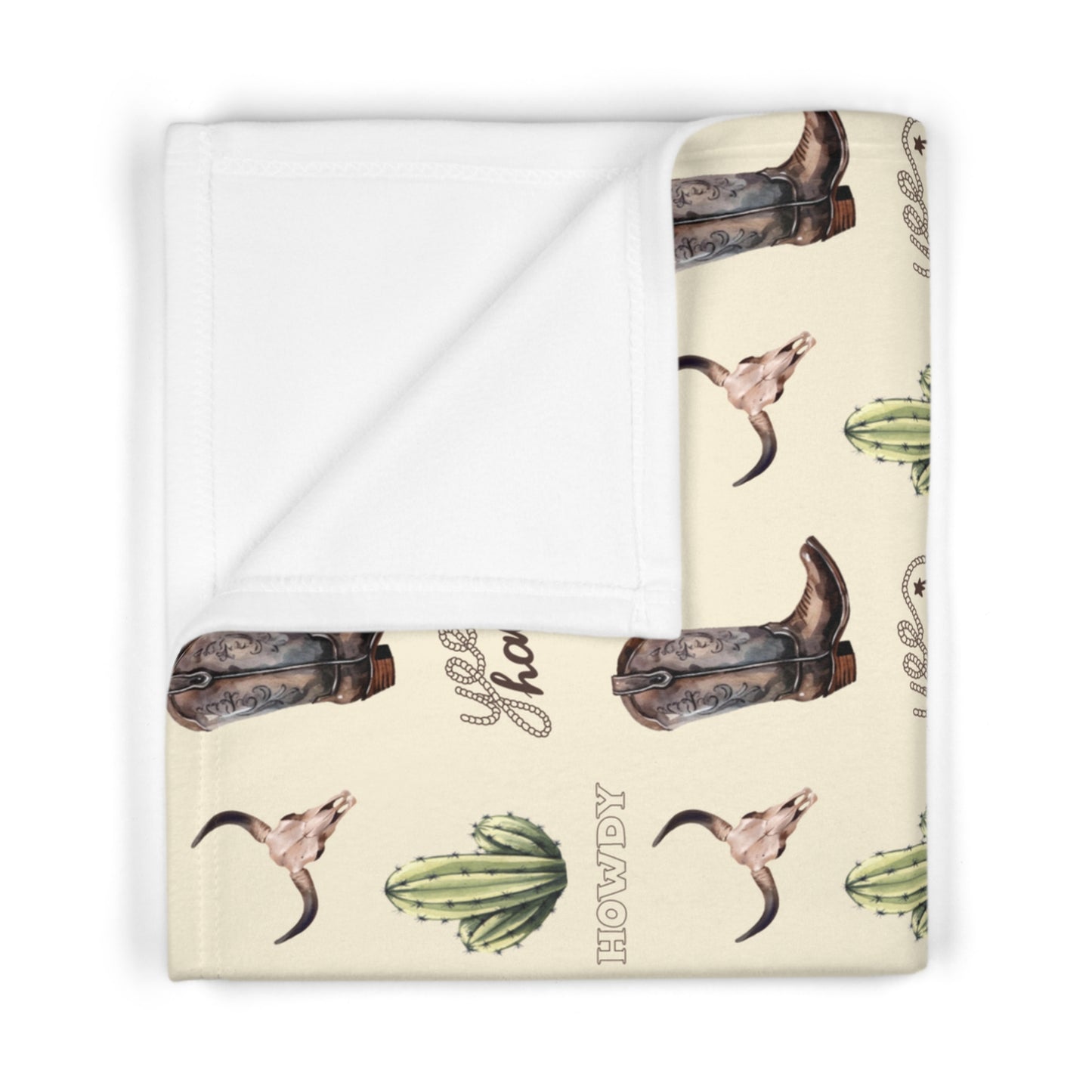 Western Cactus Boot Soft Fleece Baby Blanket