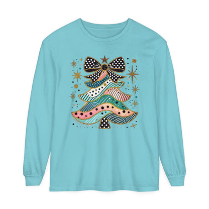 Pastel Polka Dot Glitter Christmas Tree Women's Long Sleeve T-Shirt