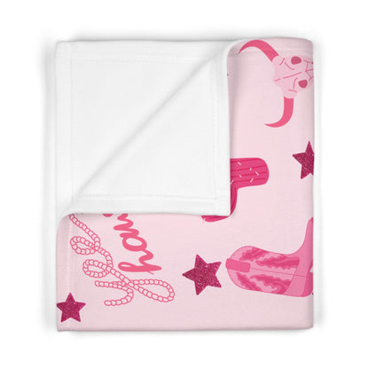 Pink Cowgirl Western Soft Fleece Baby Blanket