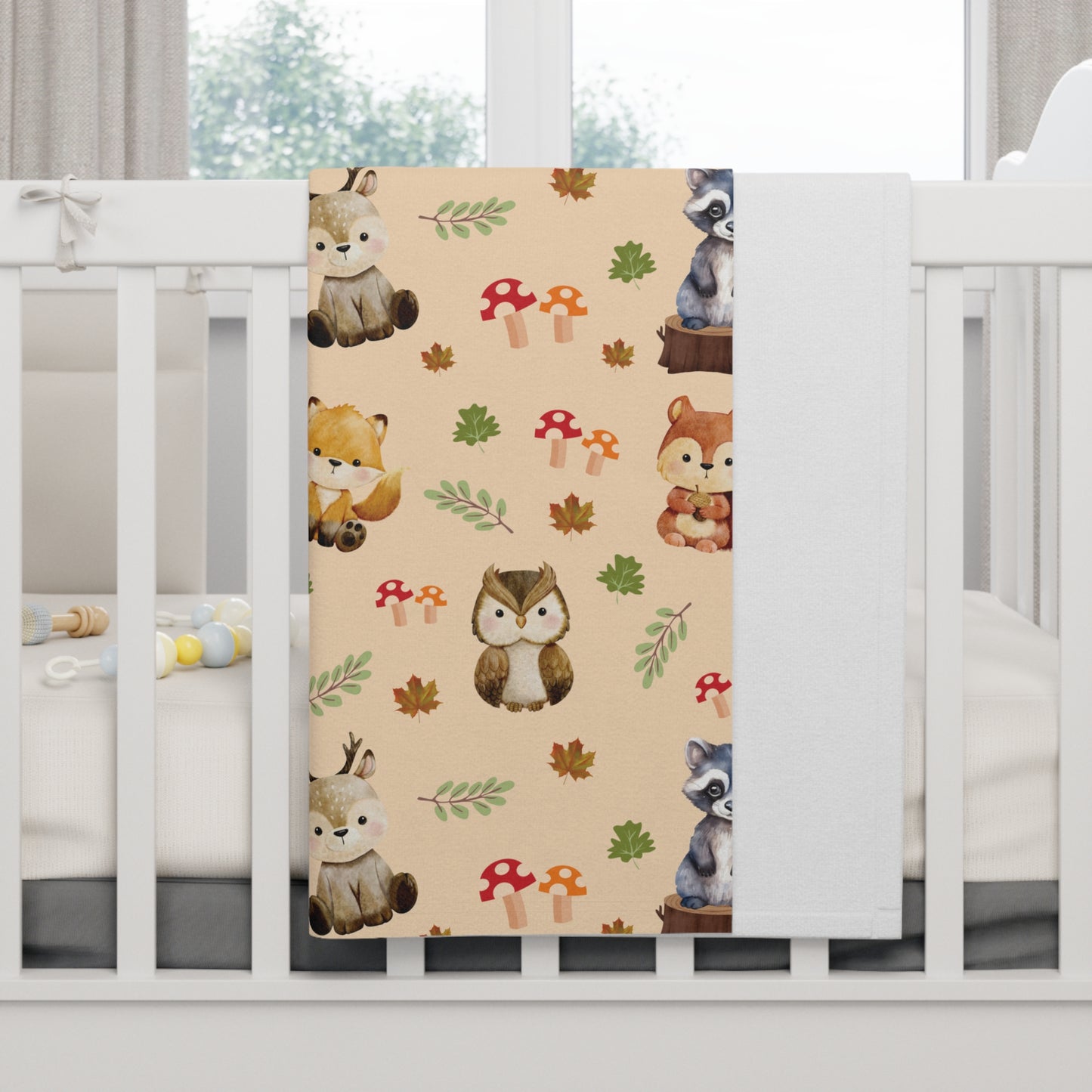 Woodland Animals Themed Soft Fleece Baby Blanket