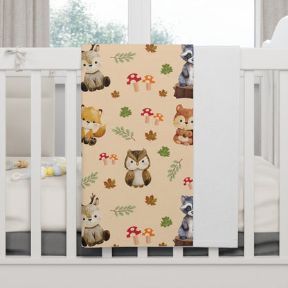 Woodland Animals Themed Soft Fleece Baby Blanket